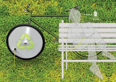 Велосипед-электростанция Re:energy, разработанный Jinsik Kim и Boseung Seo (зарядка ноутбука)