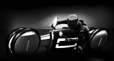 Электромотоцикл Zero Moto (в повороте)