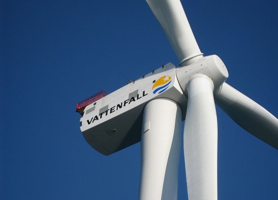 Оффшорный ветряк Vattenfall производства REpower Systems мощностью 5 МВт на оффшорной ветряной ферме Ormonde